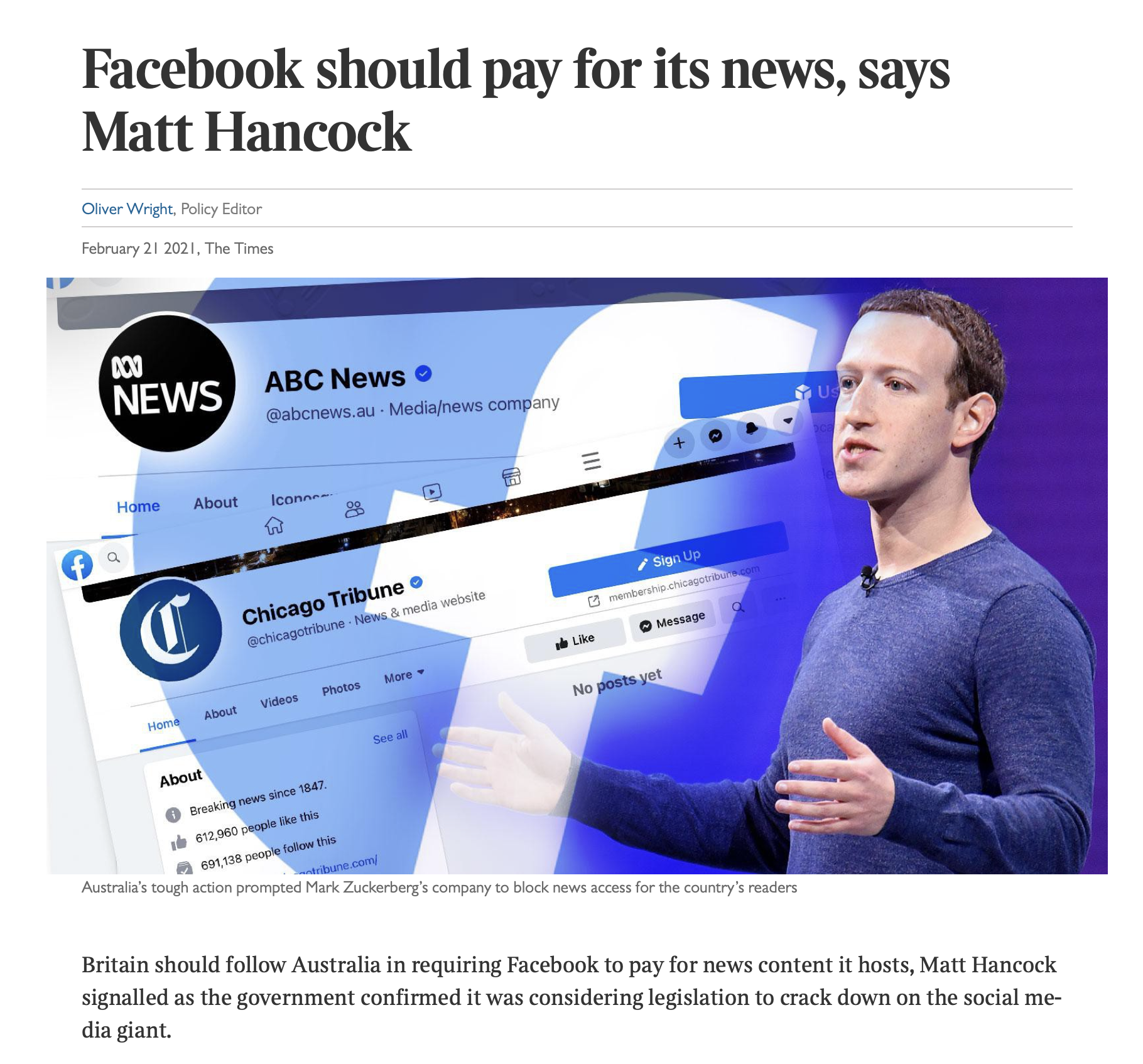 Anh có thể cũng theo bước Úc đòi Facebook phải trả tiền cho các công ty làm nội dung khi mà nội...