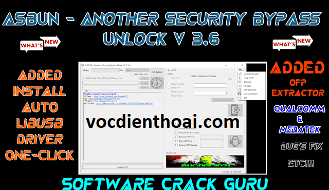 ASBUN (Another Security Bypass Unlock) Tool 3.6 Bypass Unlock Qualcomm, MTK