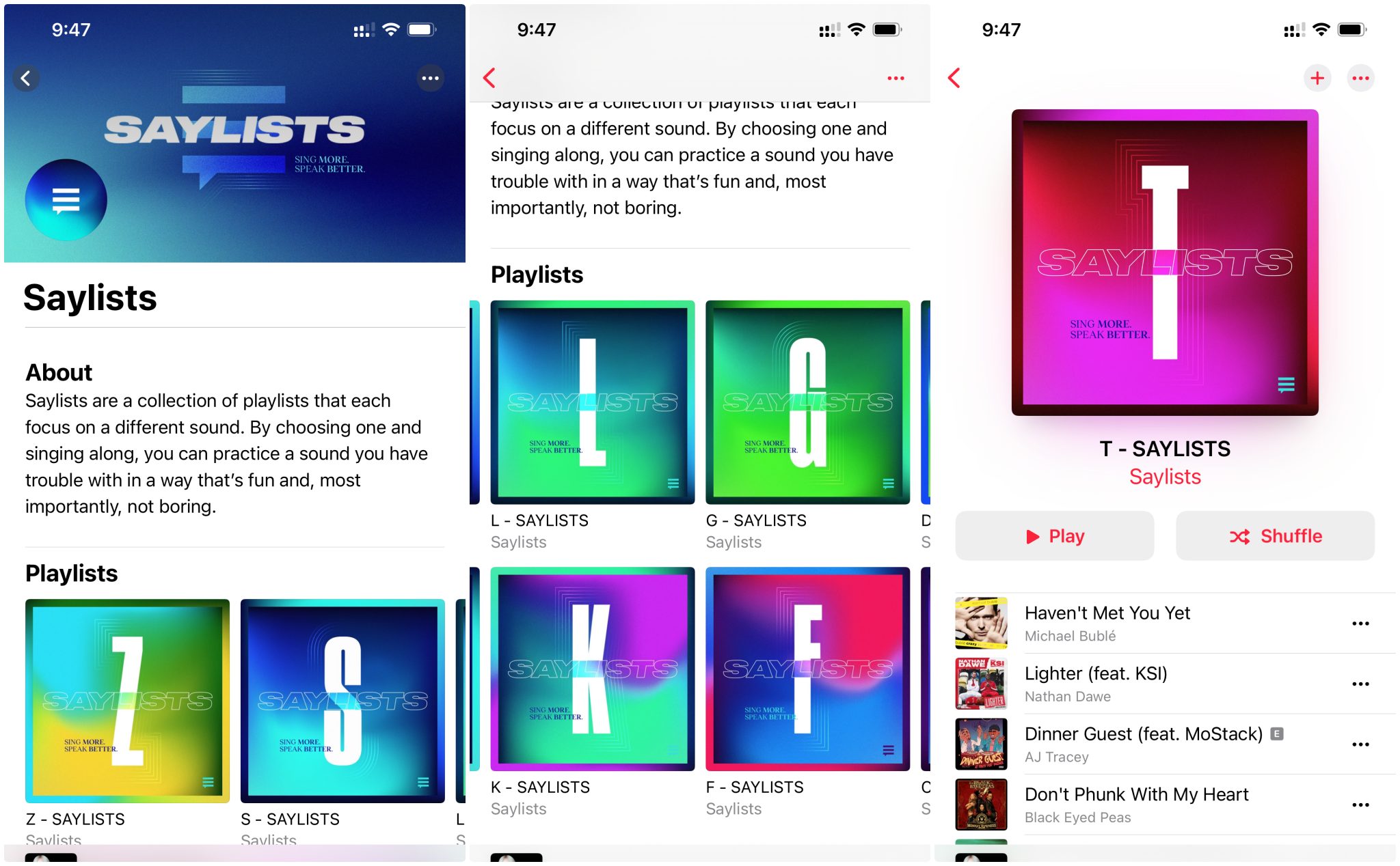 Apple Music SAYLISTS - Playlist hỗ trợ âm ngữ trị liệu ( Speech therapy)