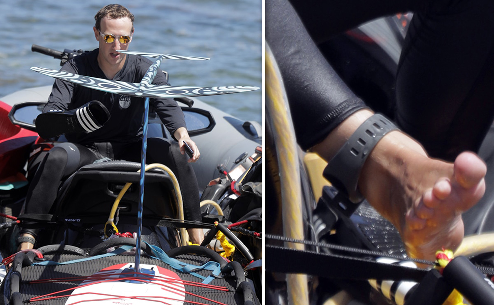 Mark Zuckerberg đeo vòng đuổi cá mập khi lướt sóng