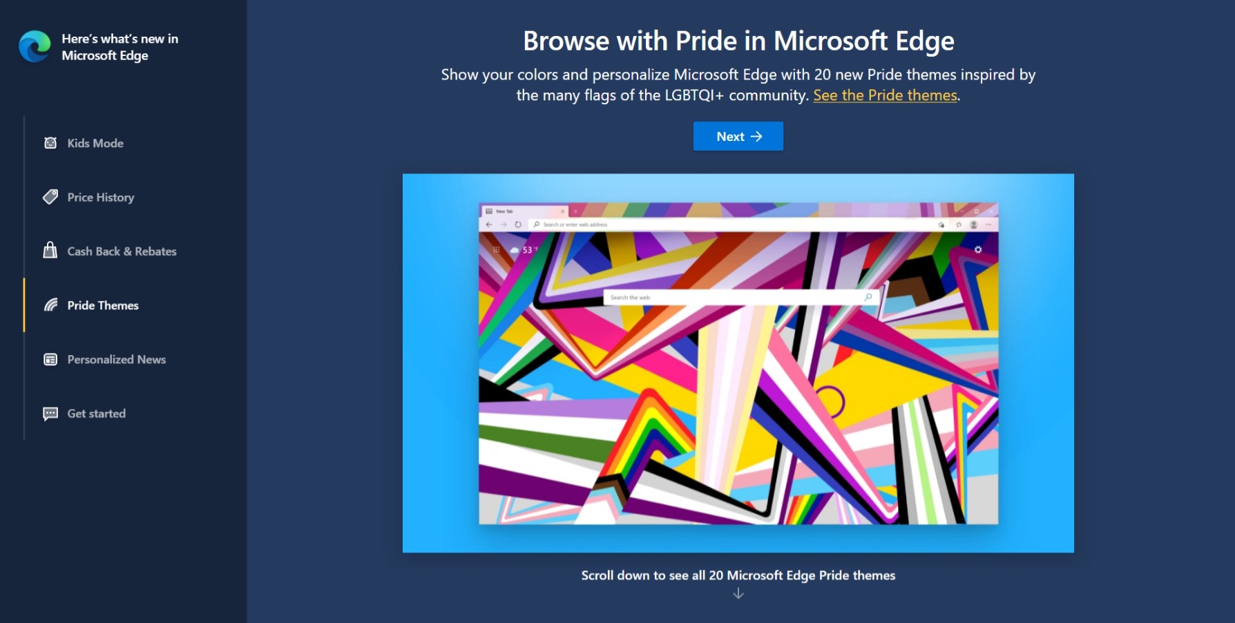 Bản update mới cho Edge với 20 Pride theme lấy ý tưởng từ những lá cờ của cộng đồng LGBTQI+