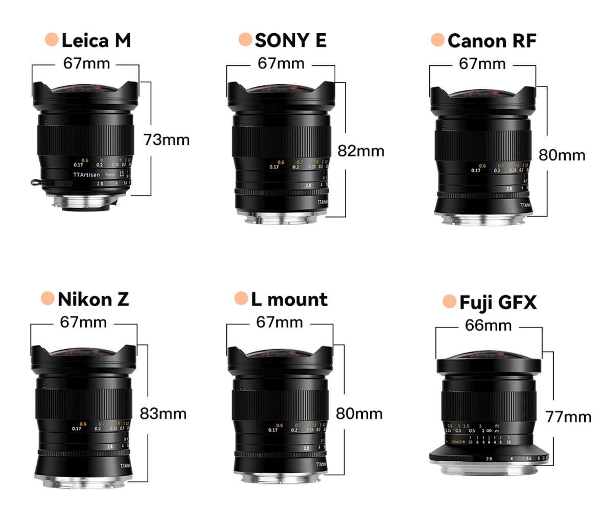 TTArtisan ra mắt ống kính fisheye 11mm f/2.8 dành cho medium format giá chỉ $215