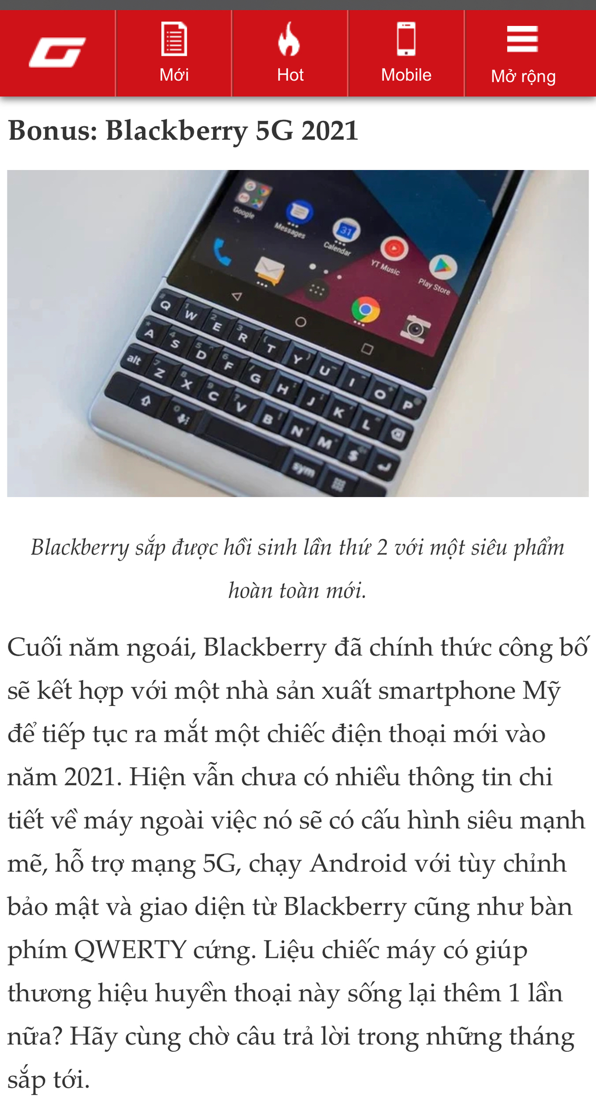Blackberry hy vọng không thất vọng