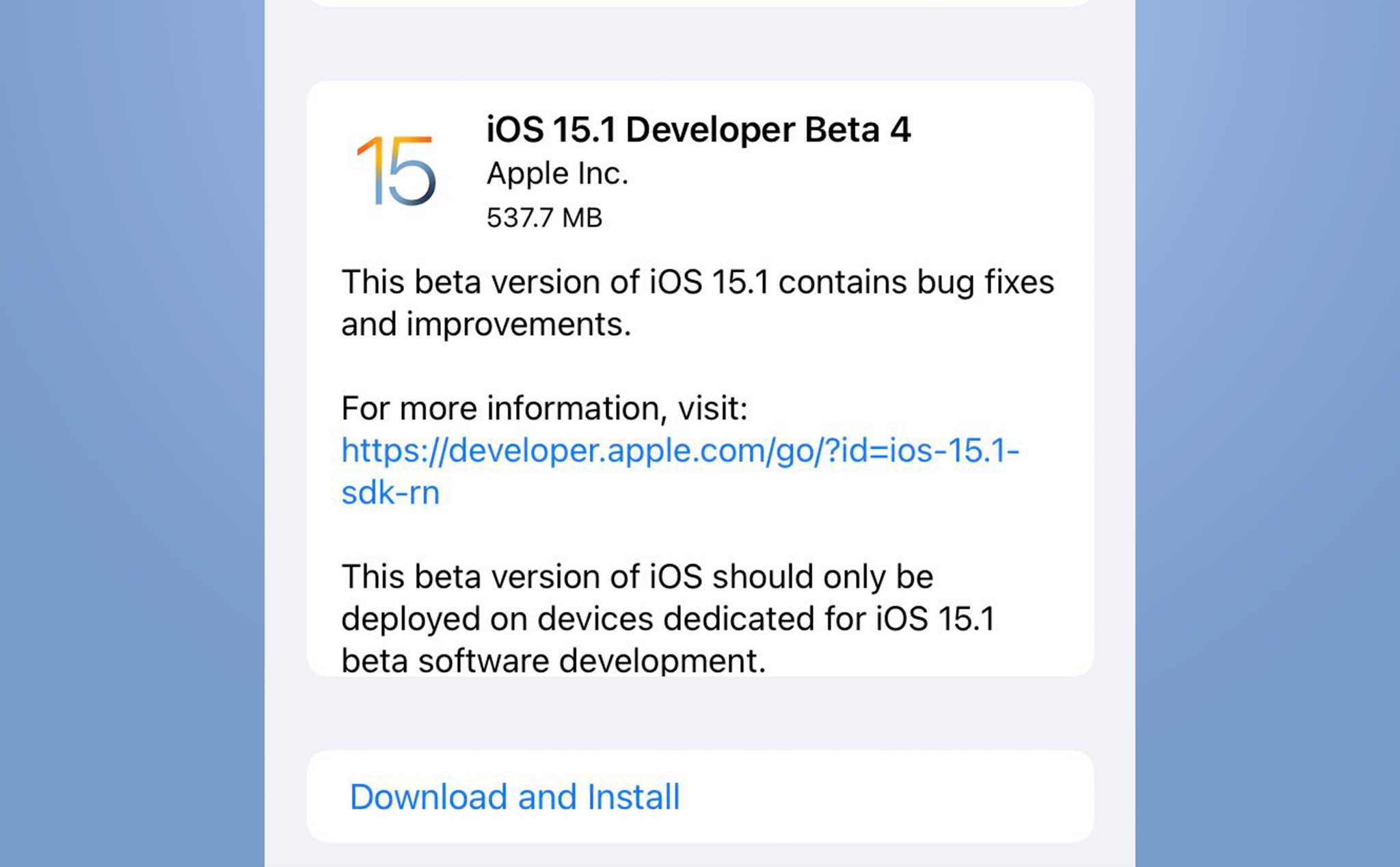 Apple phát hành iOS 15.1 Developer Beta 4