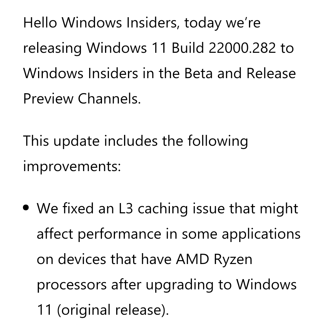 Windows 11 phát hành build 22000.282 kênh beta và release preview khắc phục sự cố giảm hiệu năng ch