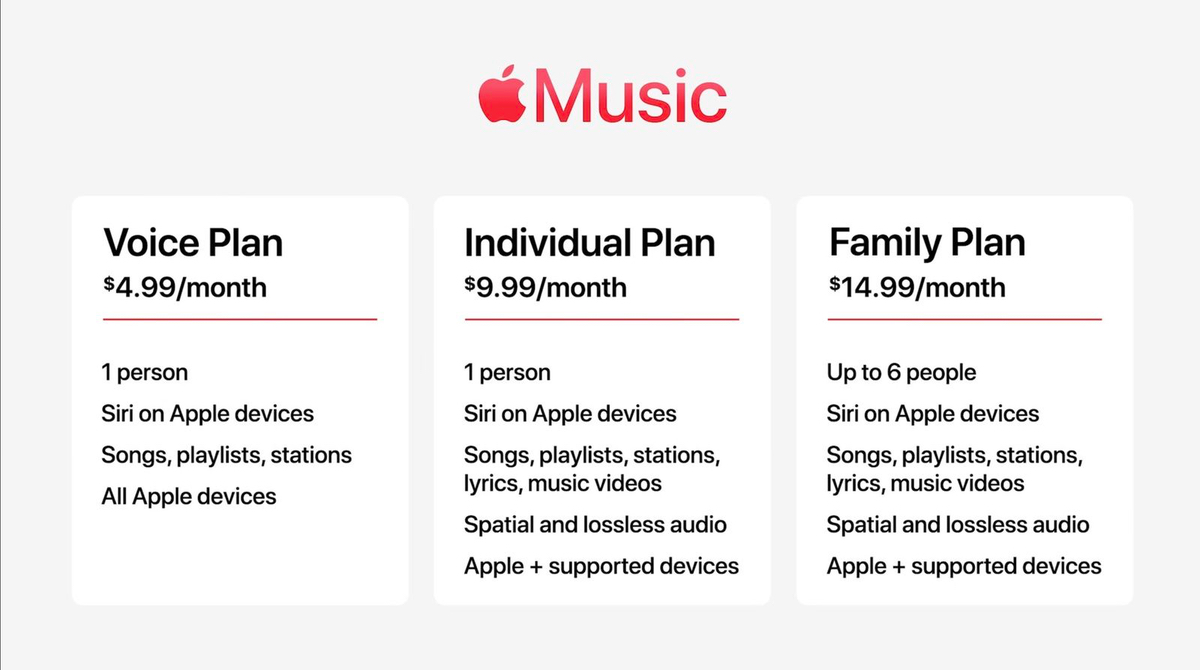 Apple Music có thêm gói cước Voice Plan giá 4.99$. Người dùng đăng ký gói này chỉ có thể chơi...