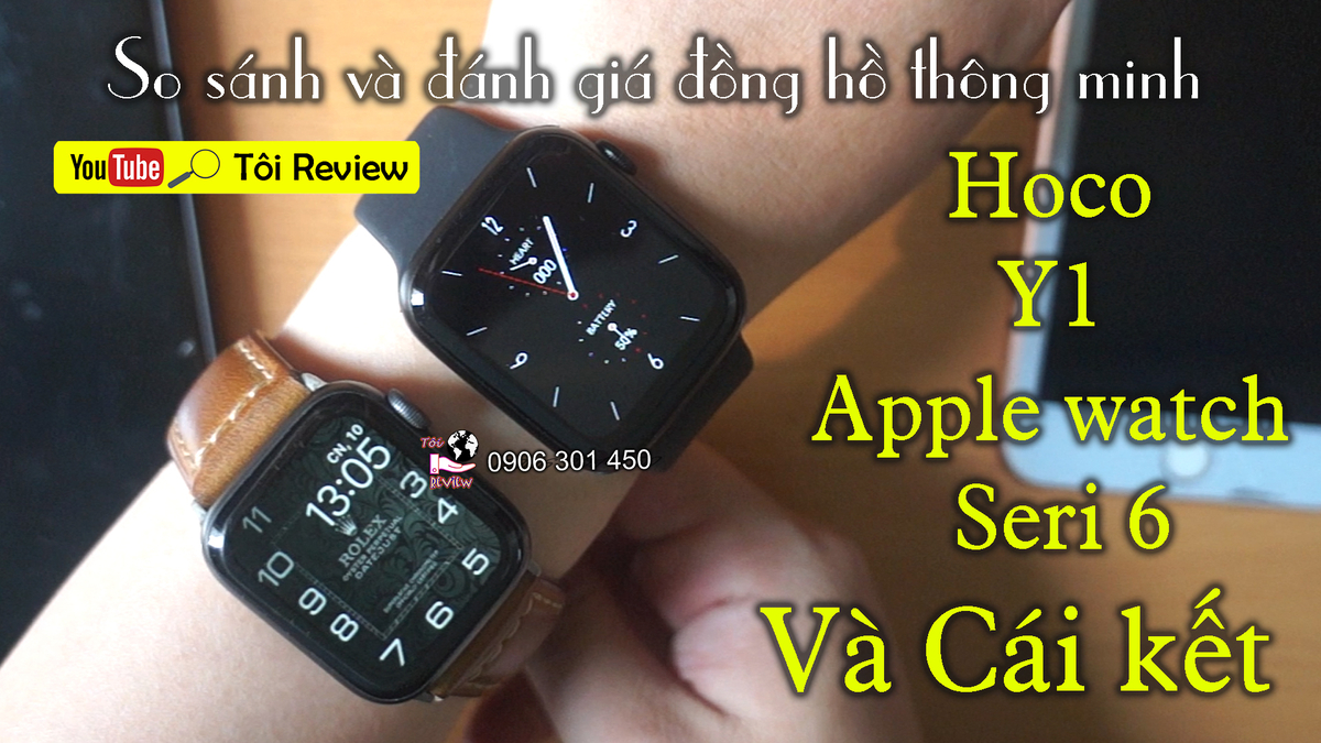 Review  So sánh nhanh Đồng hồ thông minh nghe gọi Hoco Y1 và apple watch 6