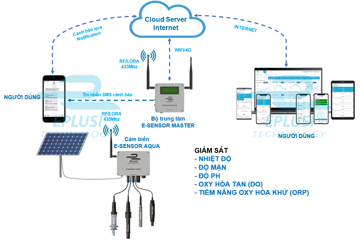 Hệ thống quan trắc môi trường nước thủy sản qua internet E-Sensor AQUA