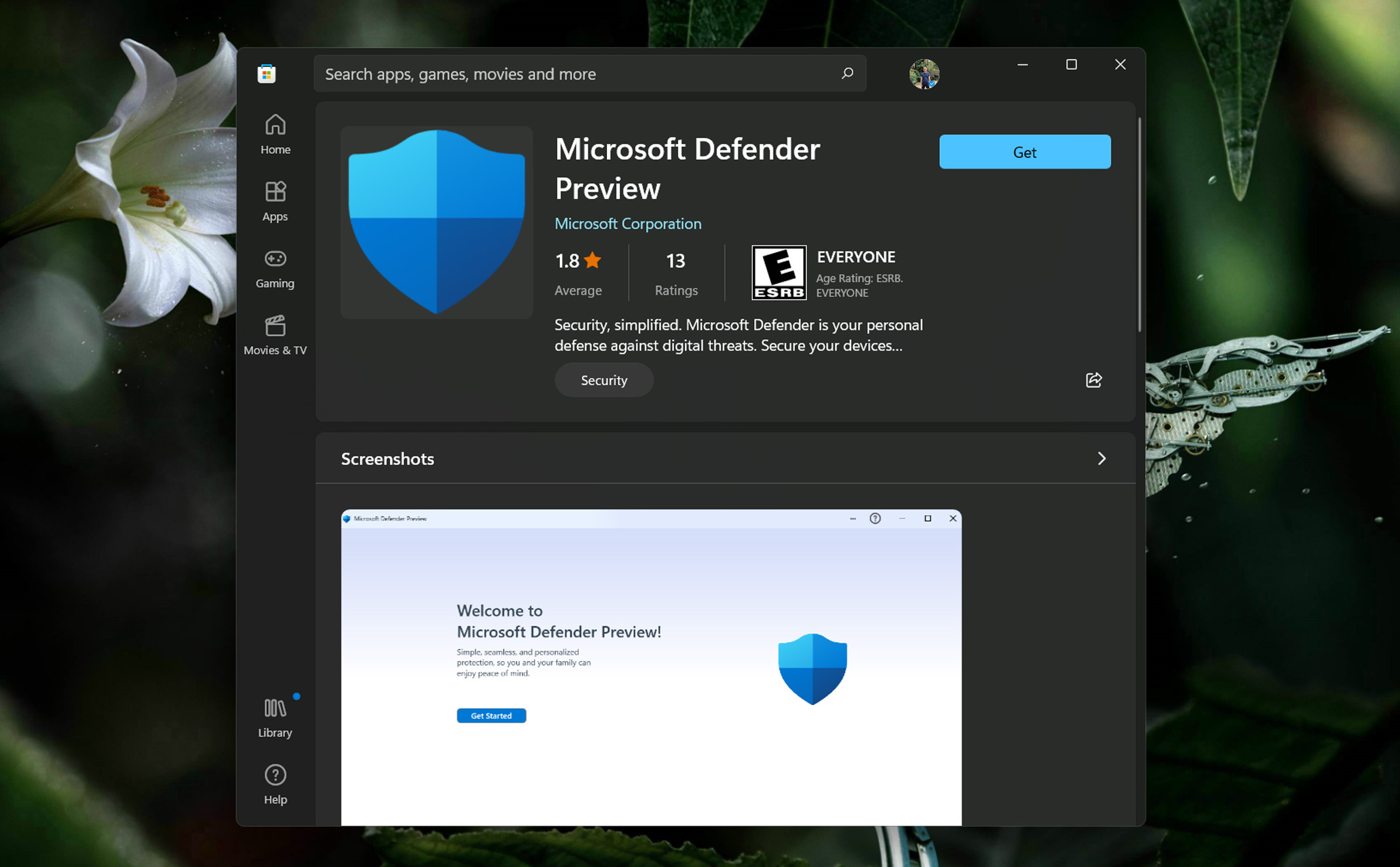 “Windows Defender phiên bản mới” đã xuất hiện trên Microsoft Store