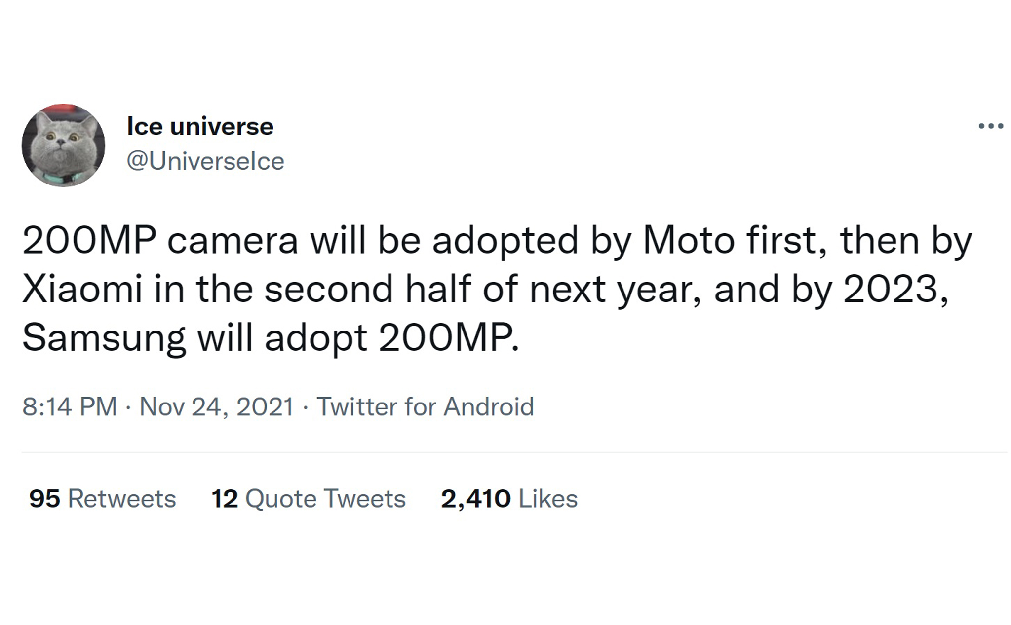 Ice Universe: Moto sẽ trang bị camera 200MP đầu tiên, Samsung đến 2023?
