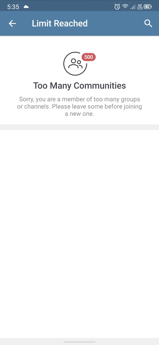Mình chỉ tham gia 3 group, nhưng khi join group khác thì telegram thông báo thế này. Có ai biết các