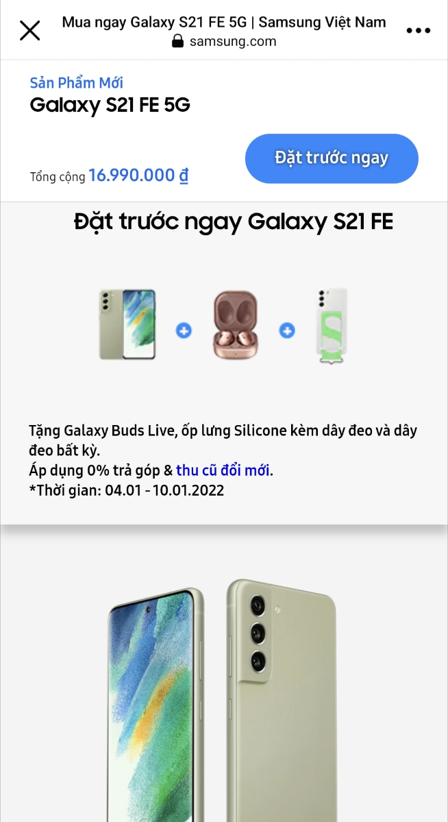 Galaxy S21 FE bắt đầu cho đặt hàng