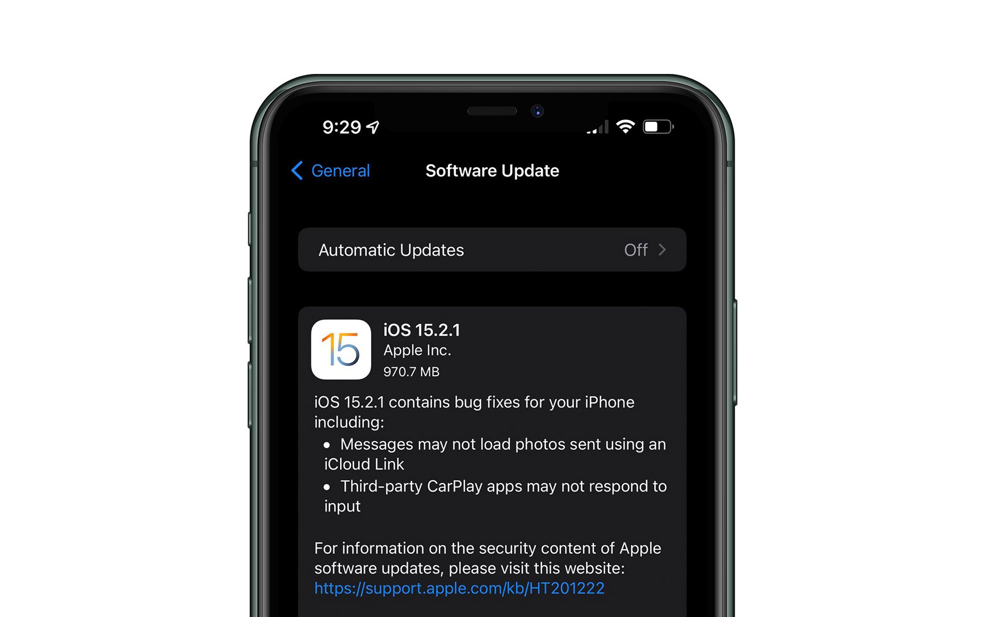Apple phát hành bản cập nhật bổ sung cho iOS 15.2.1