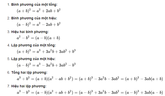 Cách sử dụng các hằng đẳng thức đáng nhớ