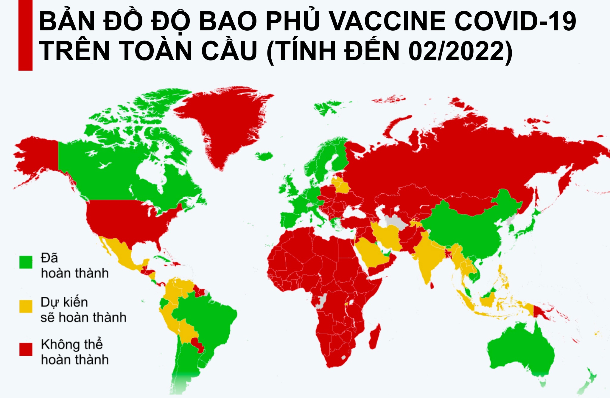 Bản đồ độ bao phủ vaccine COVID-19 trên thế giới