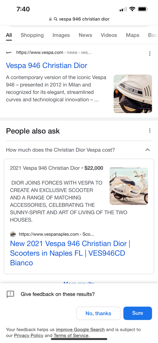 $36,000 'Christian Dior' Vespa 946 heading for Australia