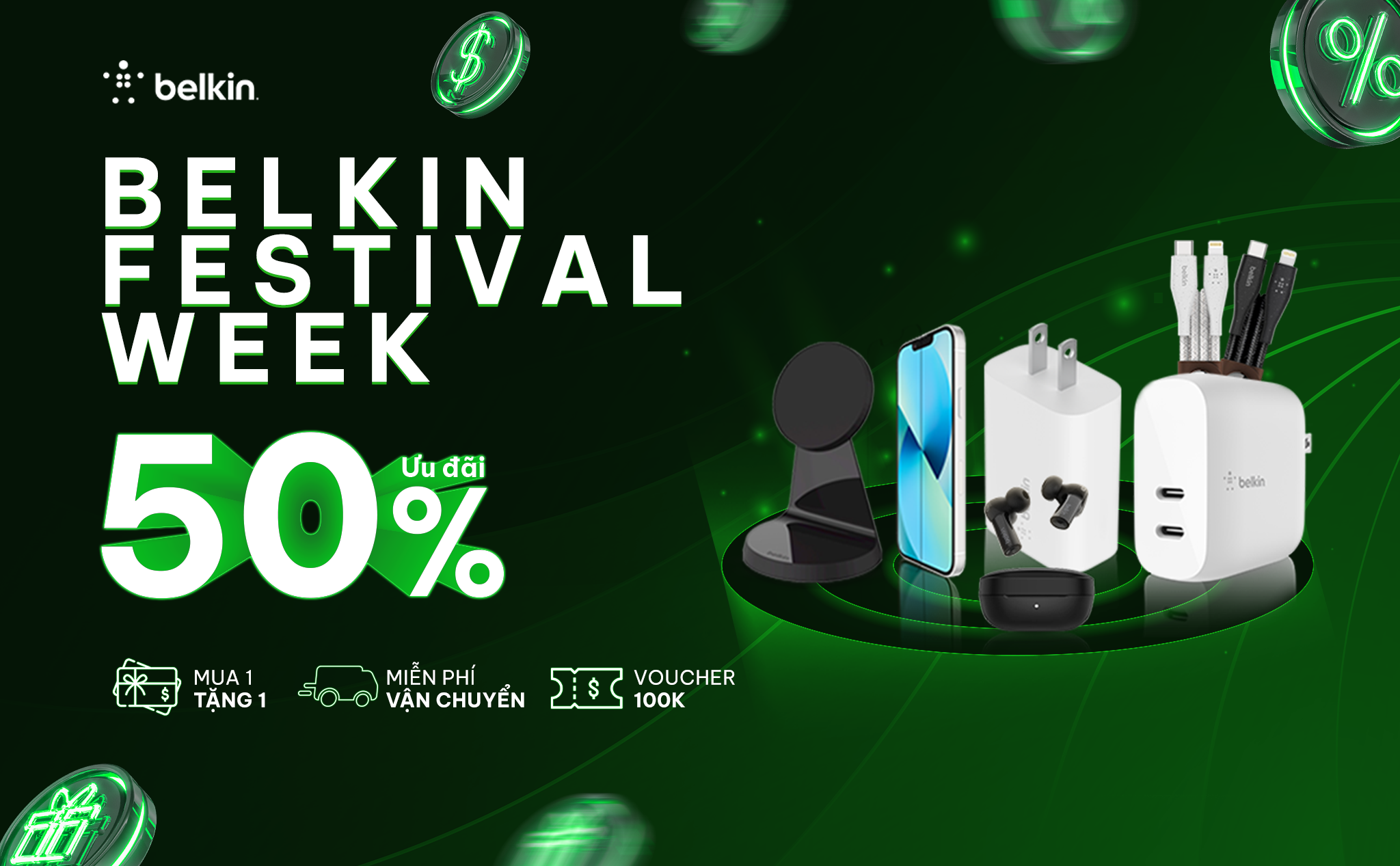 [QC] Belkin chính hãng giảm giá sâu cho nhiều sản phẩm hot