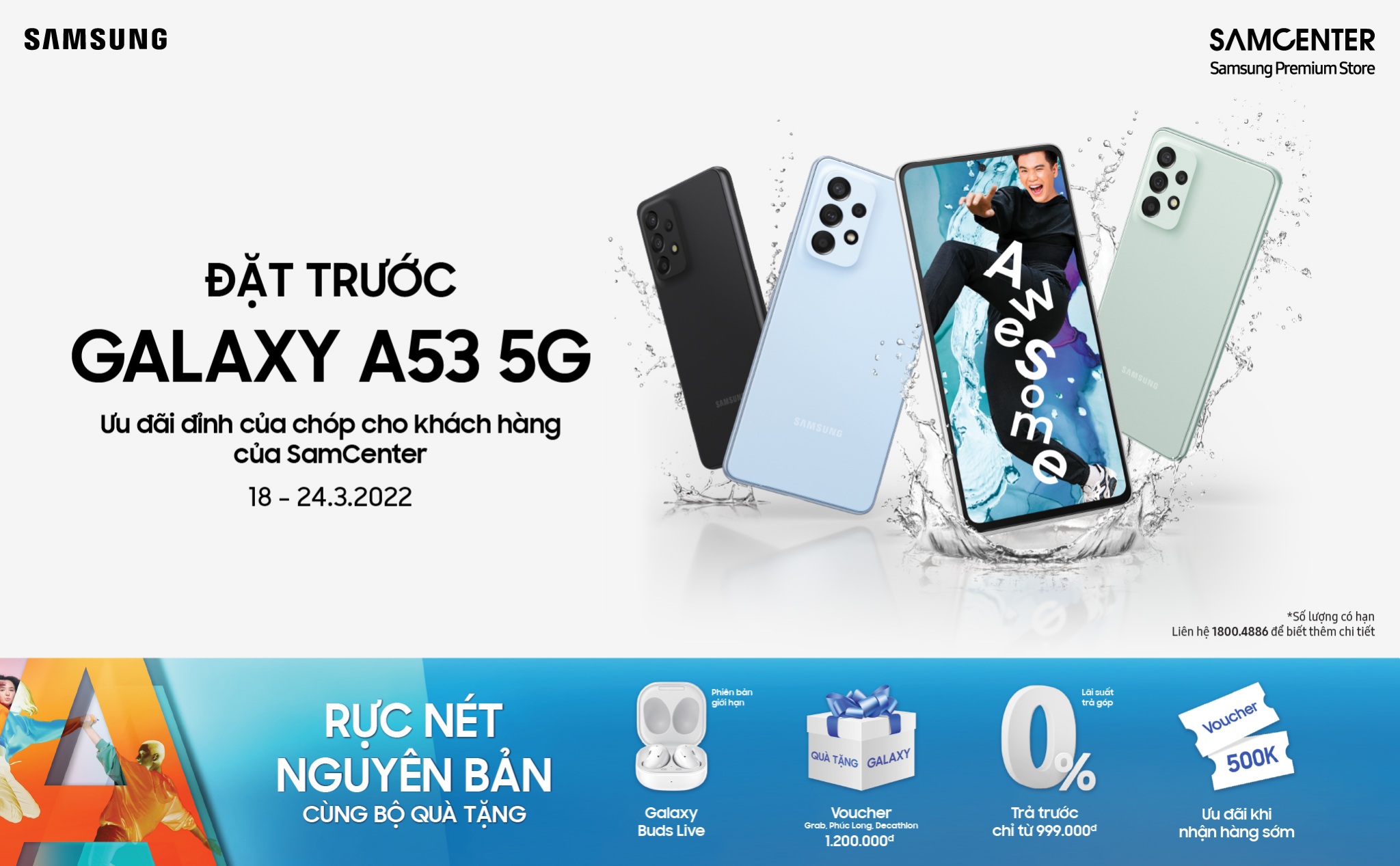 [QC] Đặt hàng và trải nghiệm Galaxy A53 5G đầu tiên tại SamCenter với nhiều khuyến mại hấp dẫn