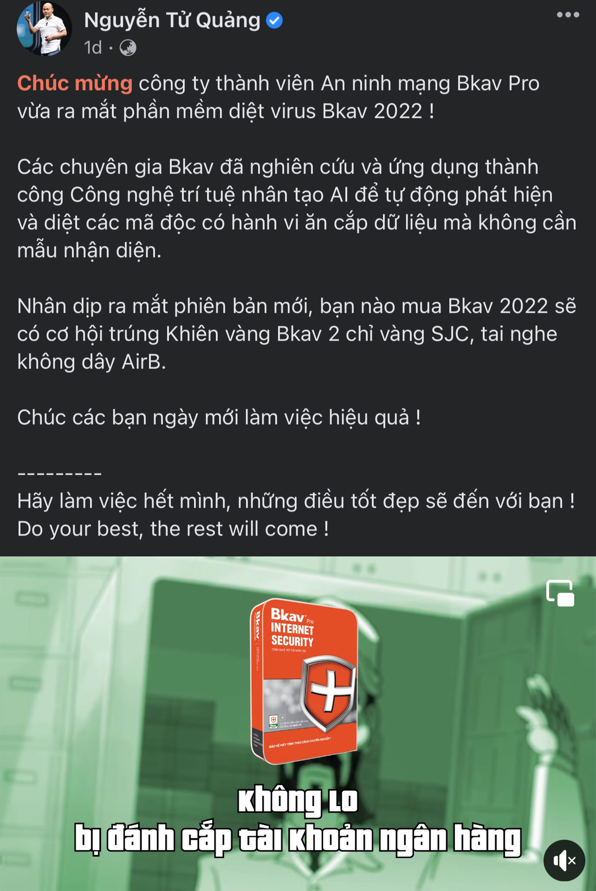 Các ứng dụng Bkav cập nhật rất kịp thời và cần thiết. Mình biết nhiều người mất tiền oan vì lừa...