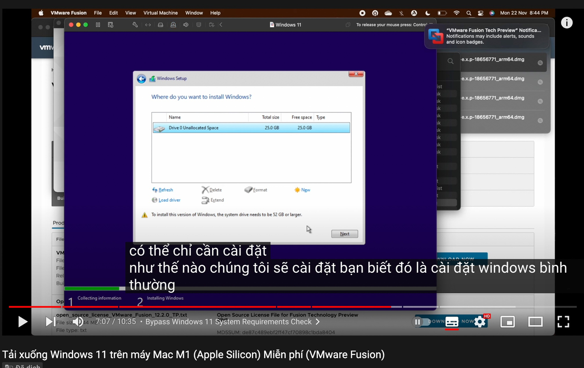 Cài Fusione VMware và WIn11 trên ok M1