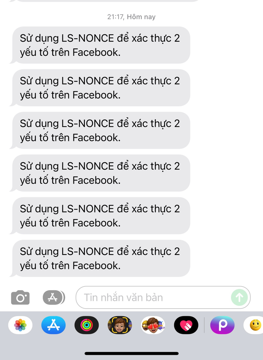 Mình dùng xác thực 2 yếu tố cho facebook, đăng xuất ra thì nó gửi tin sms về và không có mã mà có n