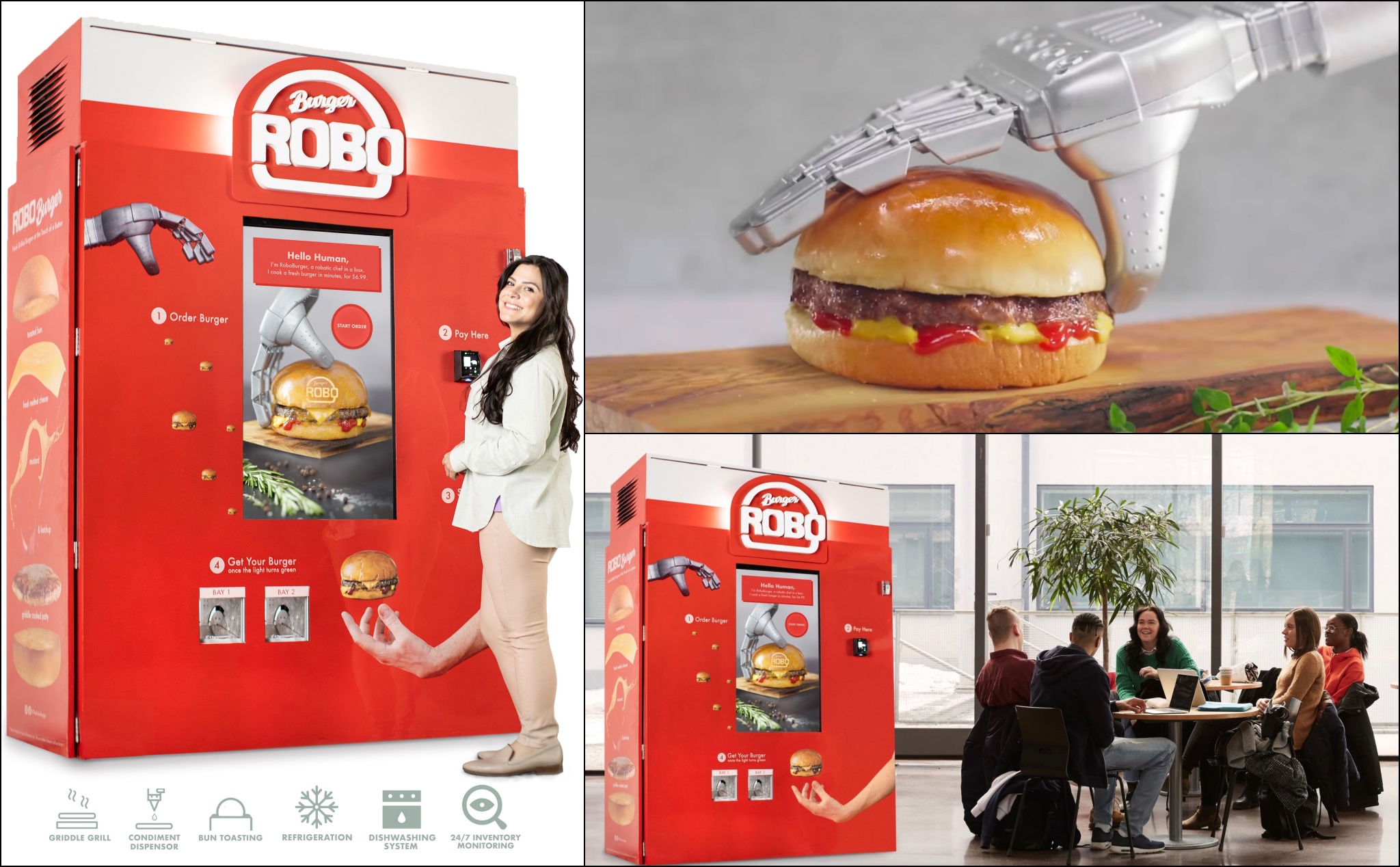 RoboBurger - Máy làm và bán hamburger tự động tại Anh