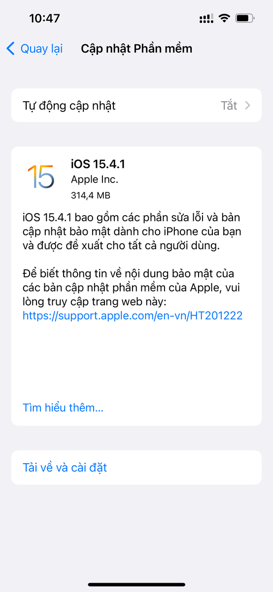 Apple đã ra bản cập nhật 15.4.1