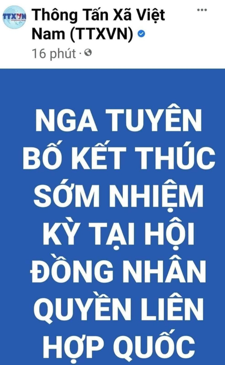 Chú Putin mới nhờ tôi thông báo dùm cho AE VN biết. Ko phải bị đuổi cổ ra khỏi hội đồng đâu nhé!