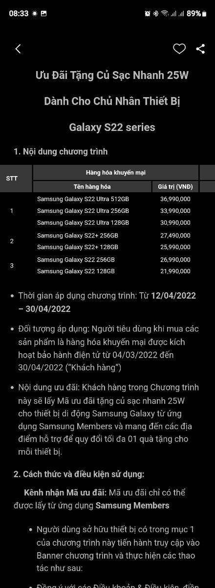 Ae nào đang sở hữu s22 mở app samsung member được tặng free củ sạc 25w này