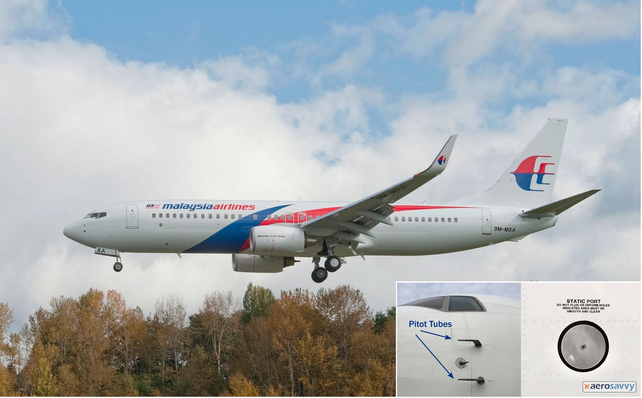 Máy bay của Malaysia Airlines đột ngột mất độ cao do hệ thống pitot-static gặp trục trặc