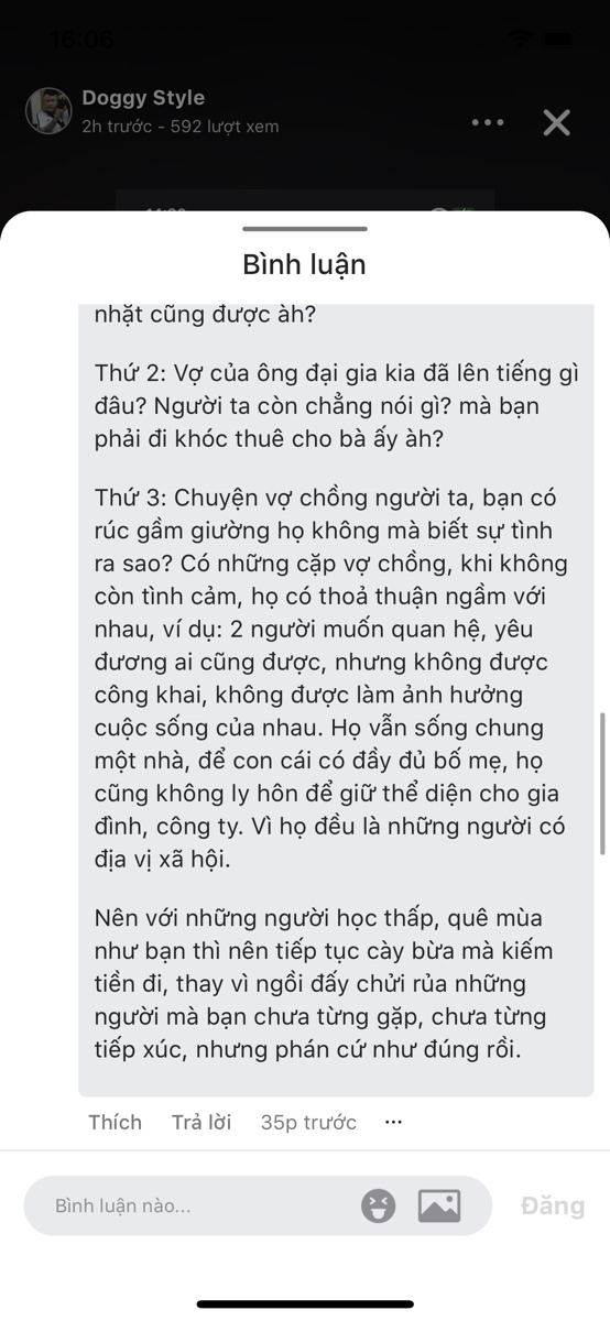 thằng này nó bị ngáo đá à,nó bảo mình ít học nhà quê vì nói Hiền Hồ cặp với đại gia ! Bảo mình khôn