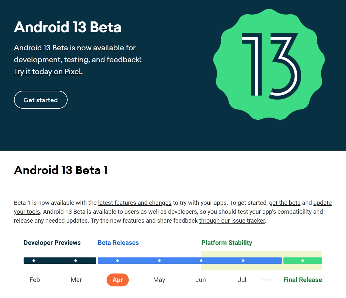 Hôm nay đã có Android 13 Beta 1 cho các điện thoại Pixel thông qua cập nhật OTA.