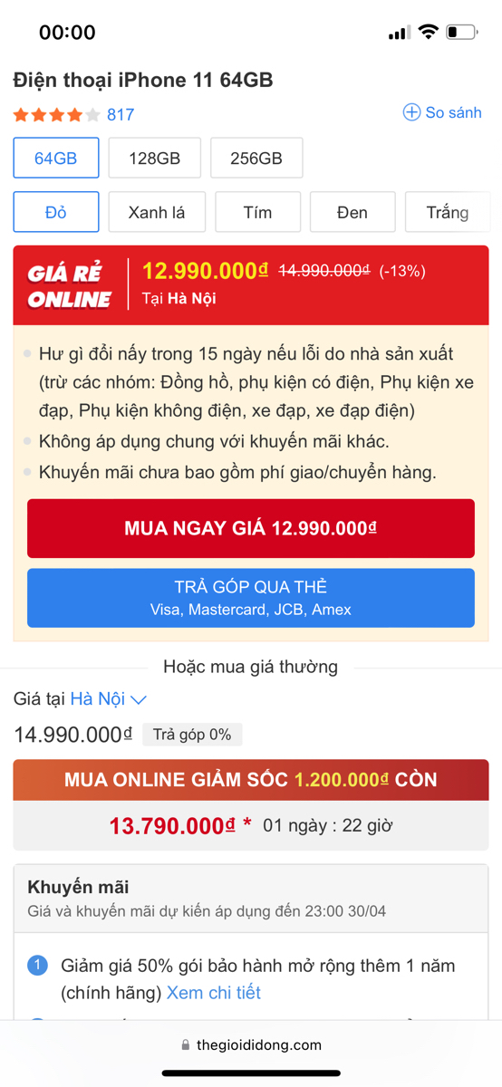 cái chương trình này của tgdd là sao vậy,cùng là mua onl để được giá rẻ cùng là 1 kv Hà Nội mà giá