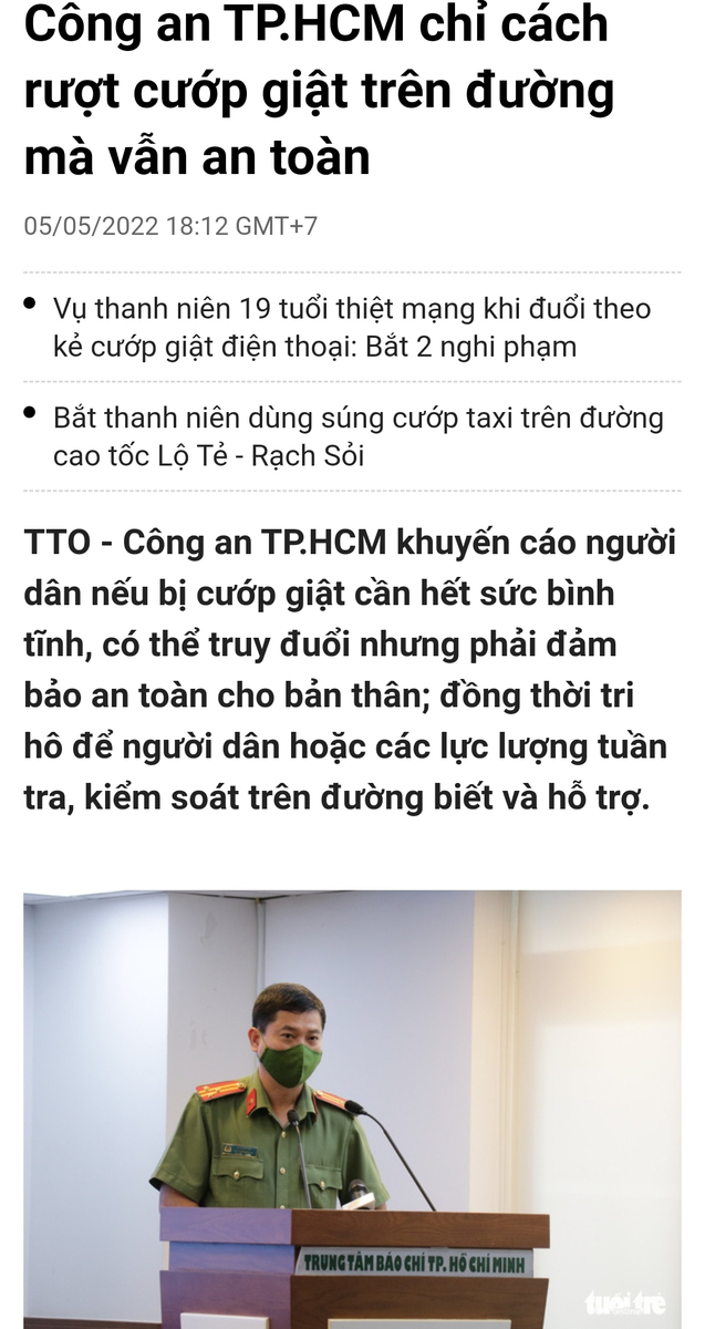 Công an TP.HCM chỉ cách rượt cướp giật trên đường mà vẫn an toàn