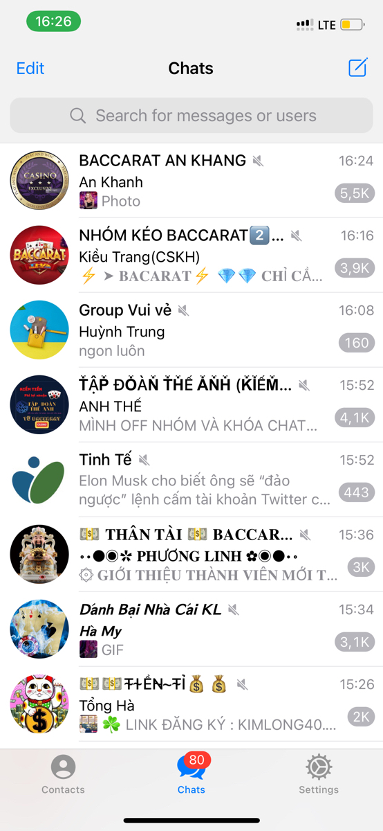 Telegram toàn group cơg bạc