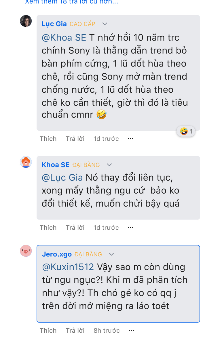 Một cái cmt ý kiến cá nhân mình về thiết kế Sony, mình bảo họ bảo thủ đến ngu ngục chơ ko hề chê xấ