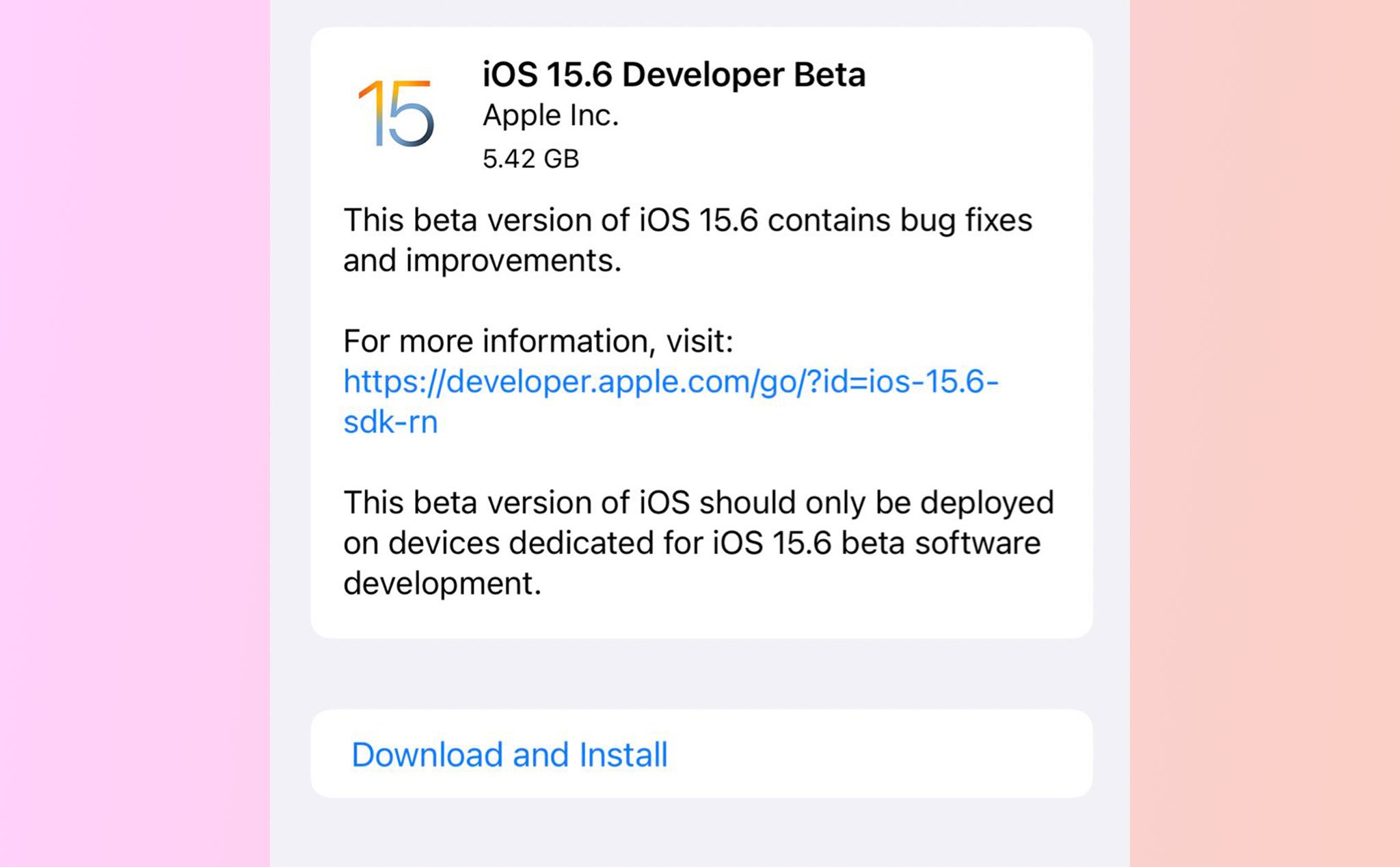 Apple phát hành iOS 15.6 Developer Beta 1