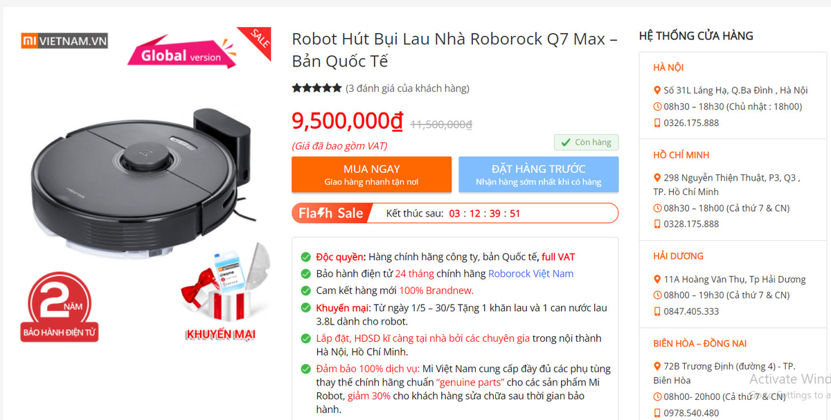 Robot hút bụi Roborock Q7 Max đang được sale giá tốt