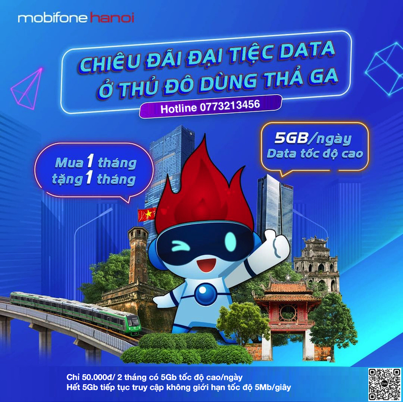 MOBIFONE HANOI chơi lớn mua 1 tặng 1 khi với gói mới FD50HN. Gói cước khủng chỉ 50.000Đ/1 + 1...