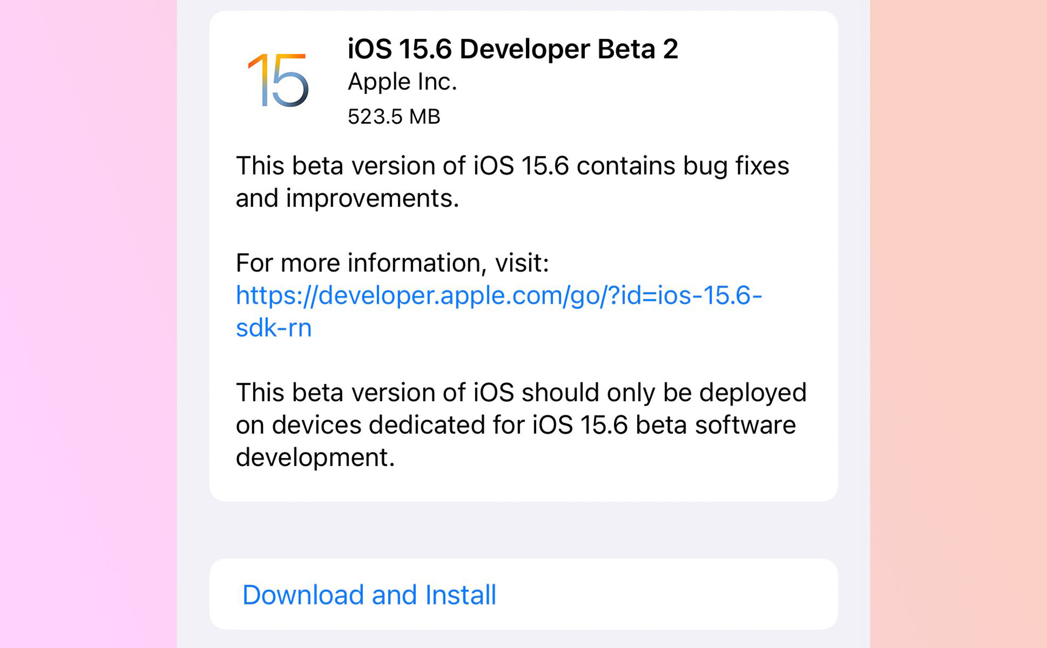 Apple phát hành iOS 15.6 Developer Beta 2