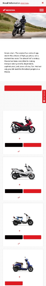 4 mẫu scooter toàn cầu trên trang chủ Honda và hiện tại ko có mẫu nào bán chính hãng ở Việt Nam.