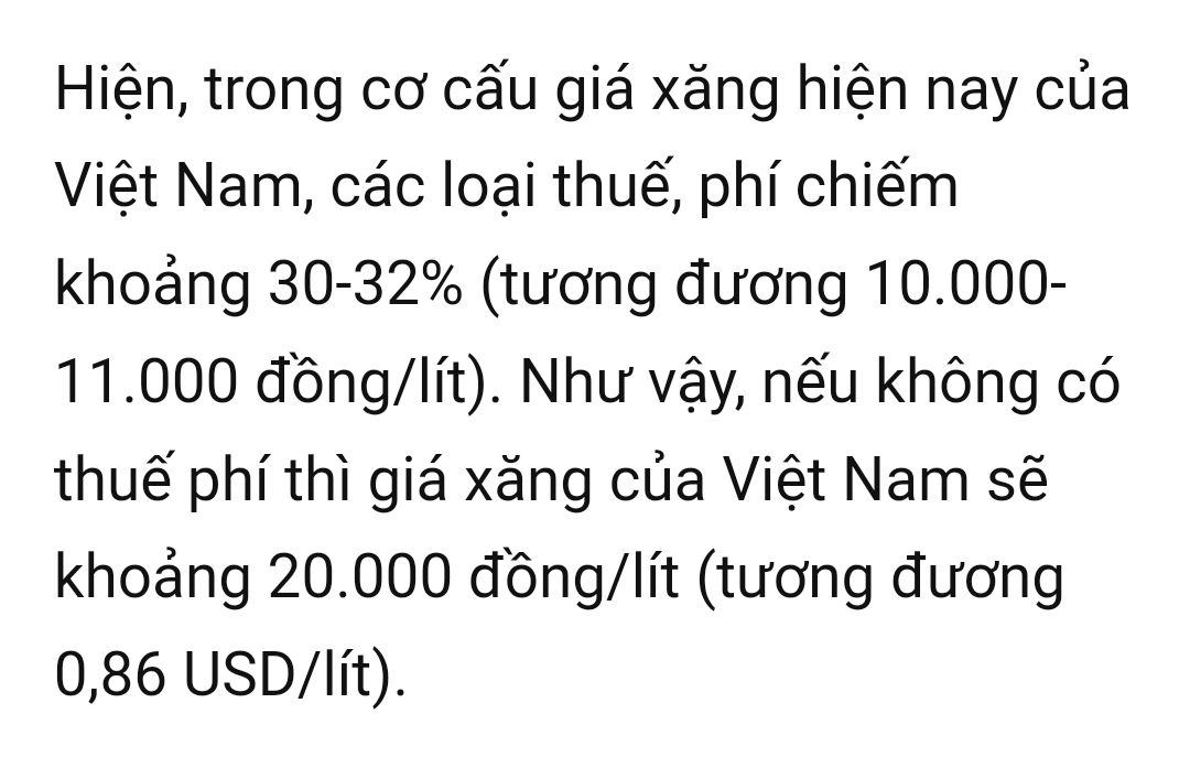 Vietnam nên có cuộc cách mạng xăng dầu.  Dòng tiền thay vì chảy vào túi nhà nước rồi lại kêu phải...