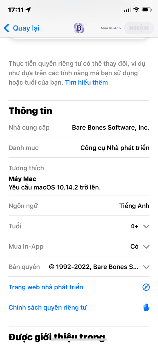 Ứng dụng trong appstore lại yêu cầu macos 10.14.2 ???