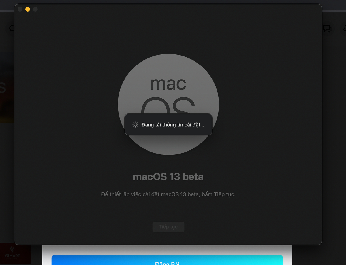 Em cái MacOS 13 beta mà nó cứ xoay vòng vòng mãi như này giờ sao vậy ạ ?