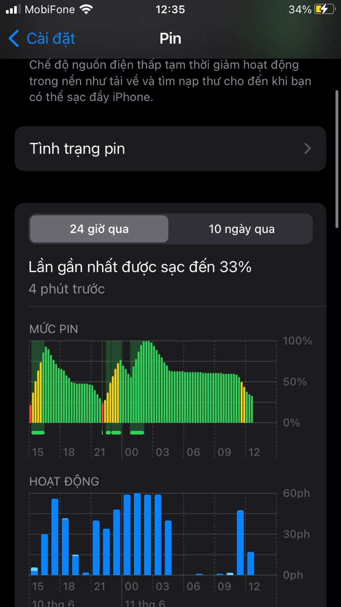 các bác cho em hỏi ip em dùng từ 100% đến khoảng 40% thì dùng rất bth, nhưng khi đến khoảng 30-35%