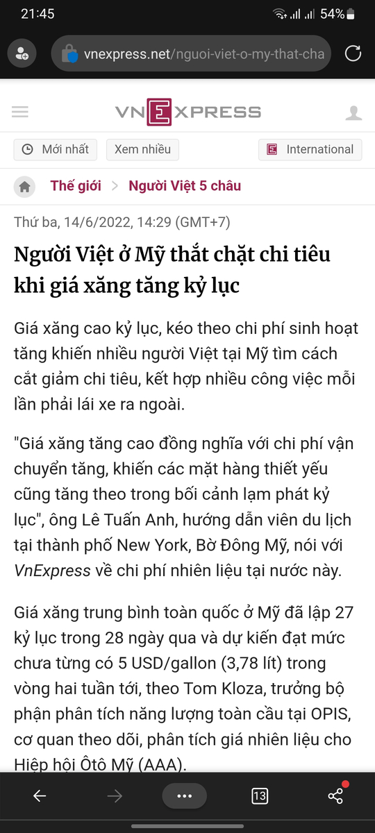 Mo.á nó báo chí cm cứ liên tục lên bài dân Mỹ khổ vì giá xăng cao. Trong khi giá xăng ở xứ vịt...