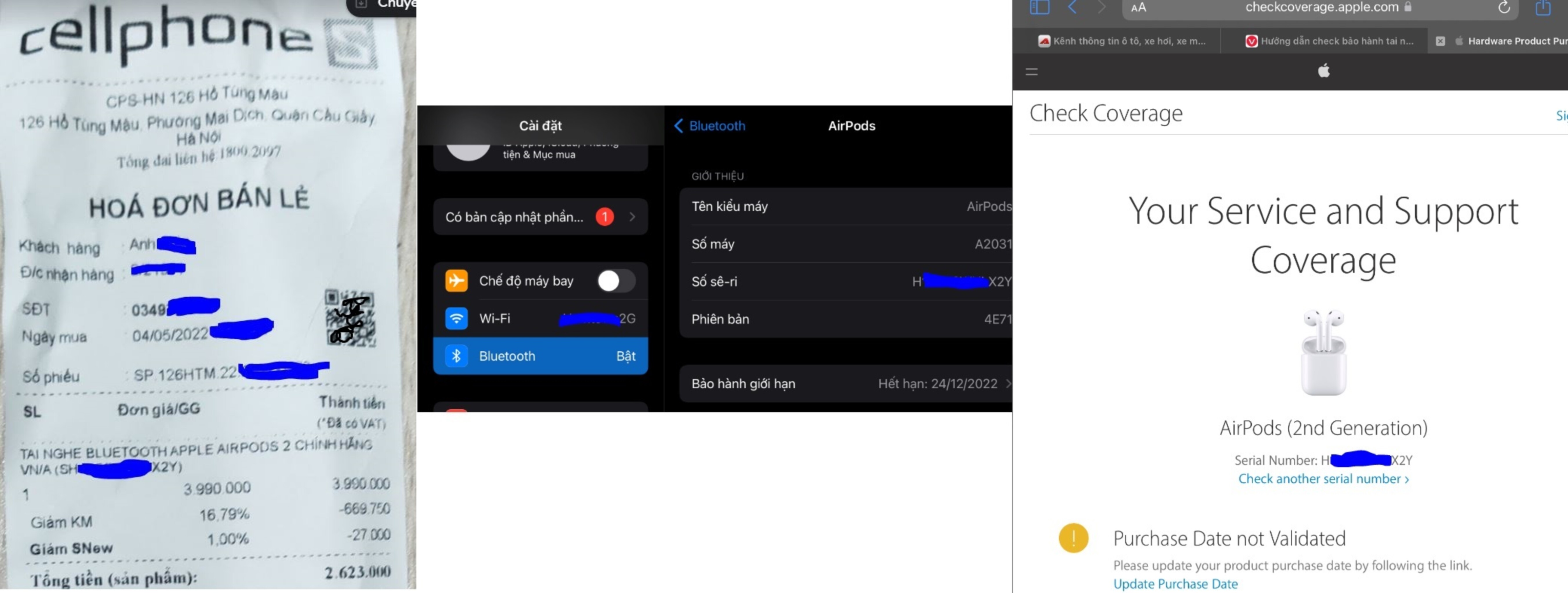 Hỏi đáp về bảo hành của CellphoneS với Airpod 2