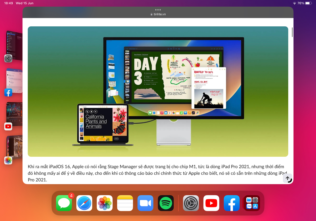 Chức năng Stage Manager trên iPadOS 16 chỉ là tên gọi mĩ miều của Recent 4 Apps không hơn không...