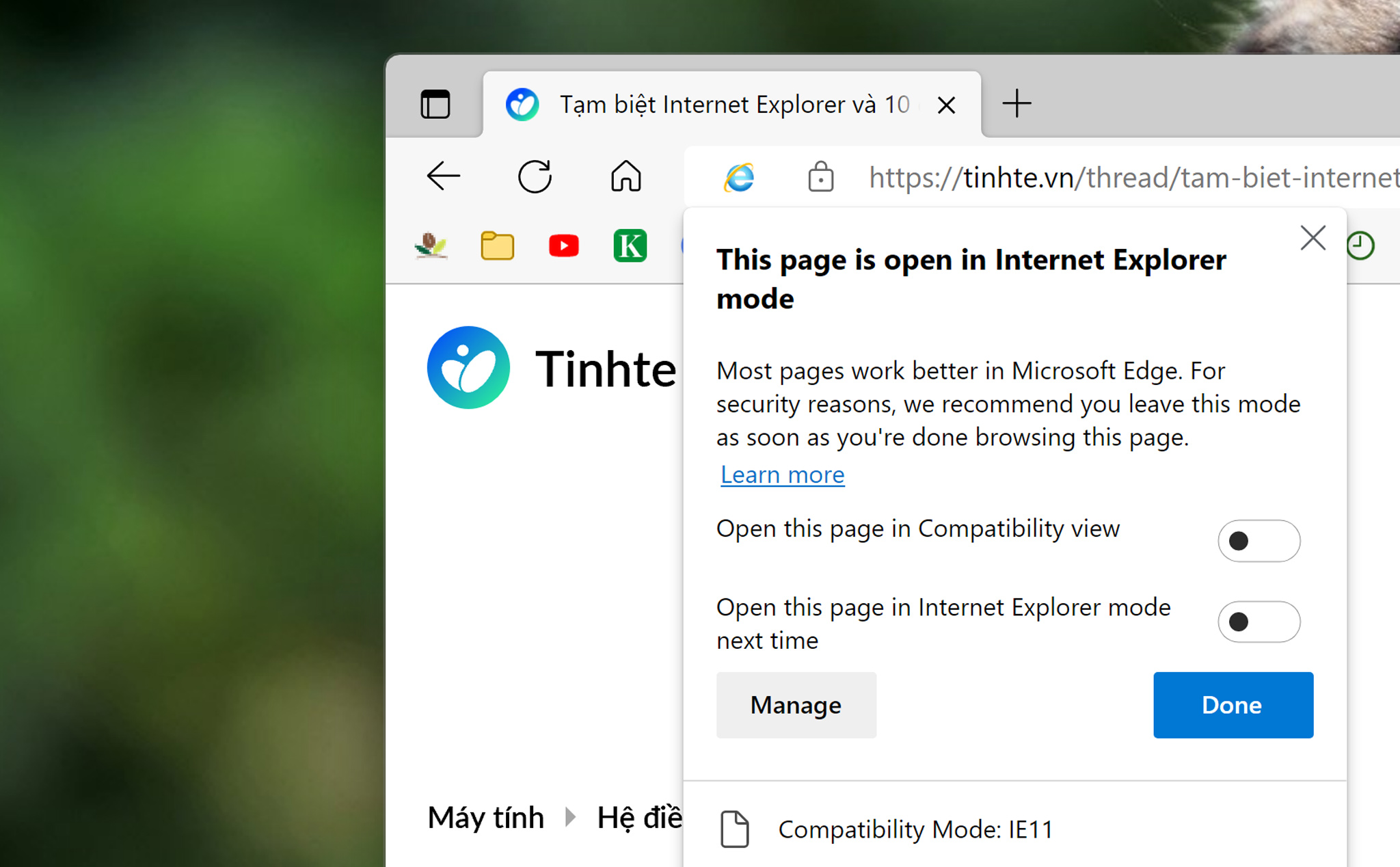 Cách dùng Internet Explorer mode trong Microsoft Edge