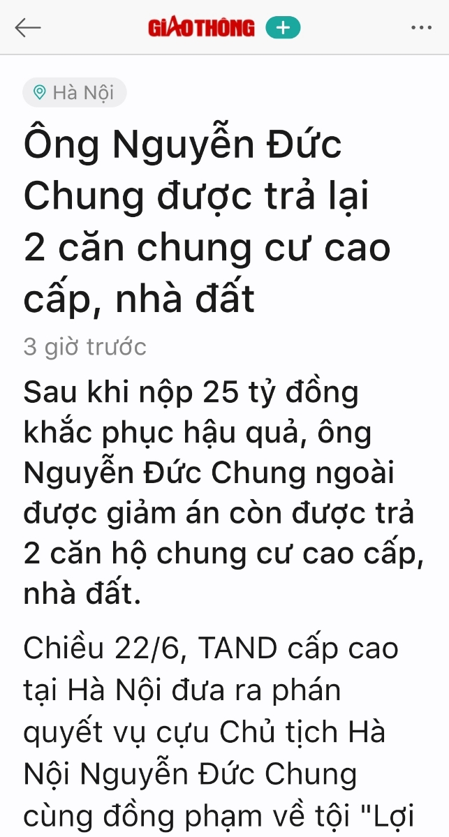 Cuộc trao đổi quá hời cho anh Chung Baby. Ko tịch thu hết thì tham nhũng đến mùa quýt mới giảm.